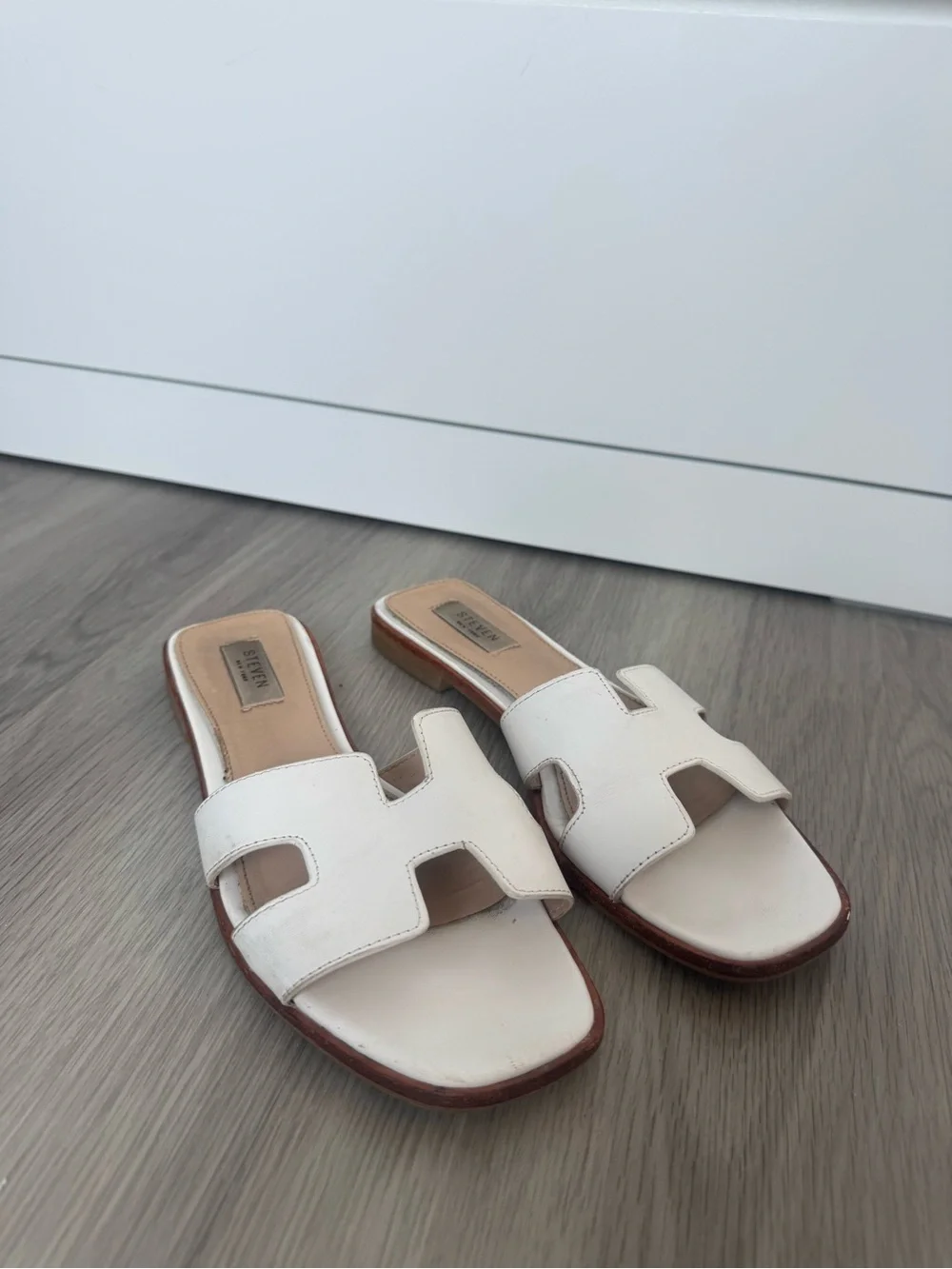 Steven By Steve Madden White Slide Sandals